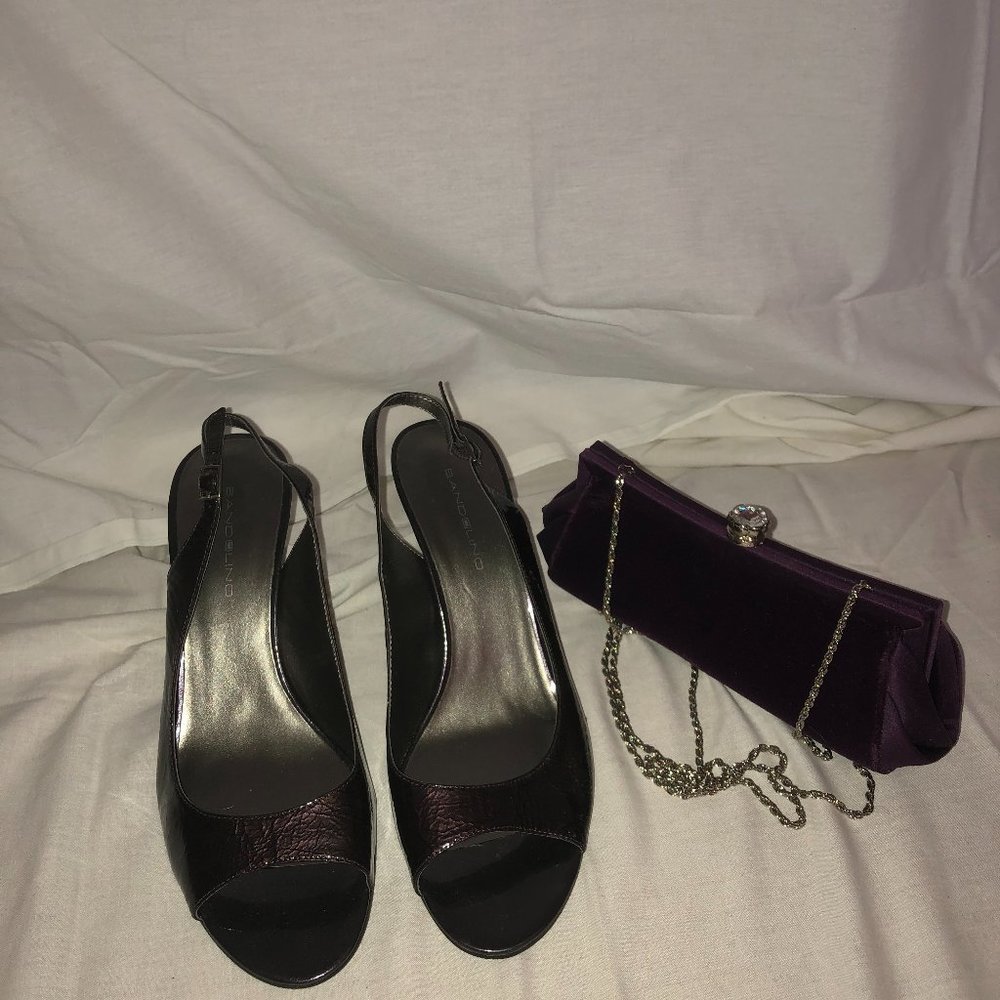 Bandolino Patent Leather Shoes and Velvet Evening Bag